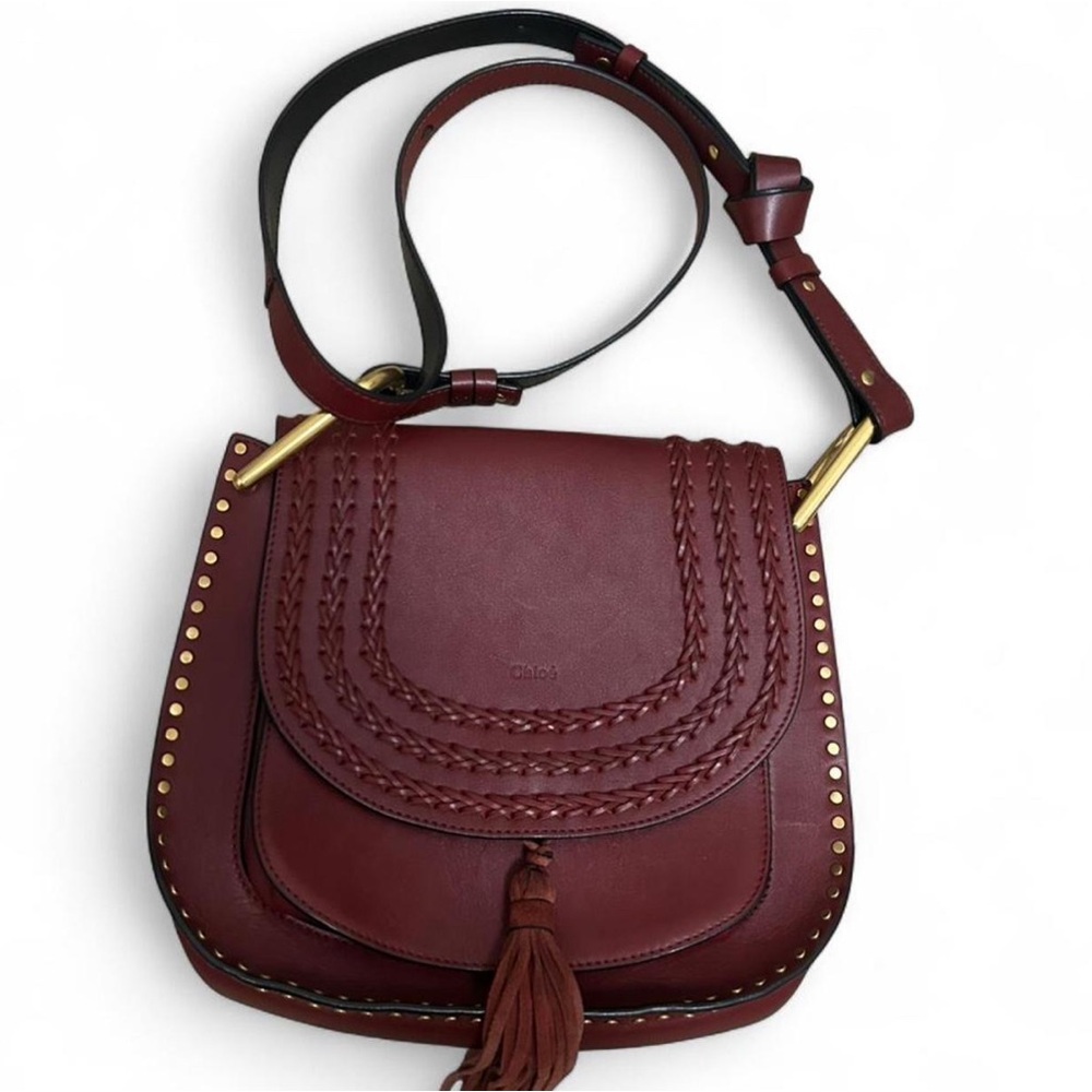 Designer Chloe burgundy Hudson crossbody bag